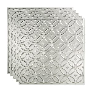 Rings 2 ft. x 2 ft. Brushed Aluminum Lay-In Vinyl Ceiling Tile (20 sq. ft.)