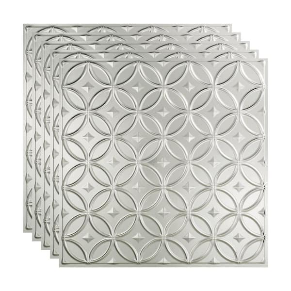 Fasade Rings 2 ft. x 2 ft. Brushed Aluminum Lay-In Vinyl Ceiling Tile (20 sq. ft.)