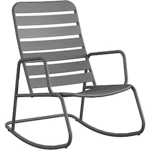 Comfortable Modern Minimalist Comfortable Outdoor Rocking Chair, Plastic Metal Outdoor Rocking Chair Black