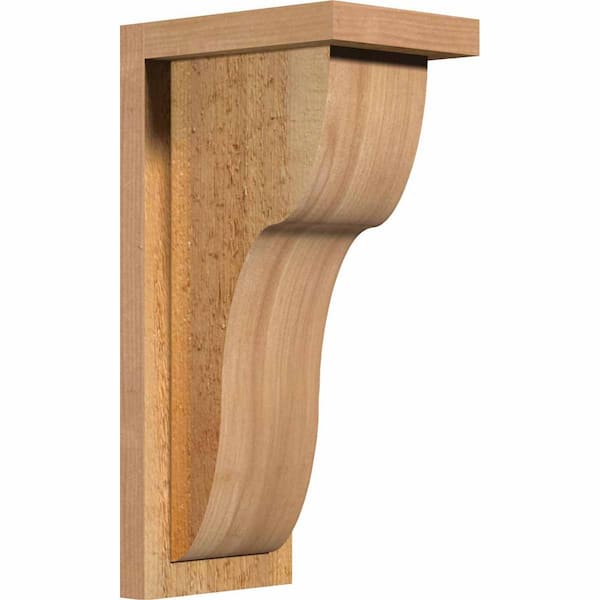 Ekena Millwork 6 in. x 8 in. x 16 in. Western Red Cedar Carmel Rough Sawn Corbel with Backplate