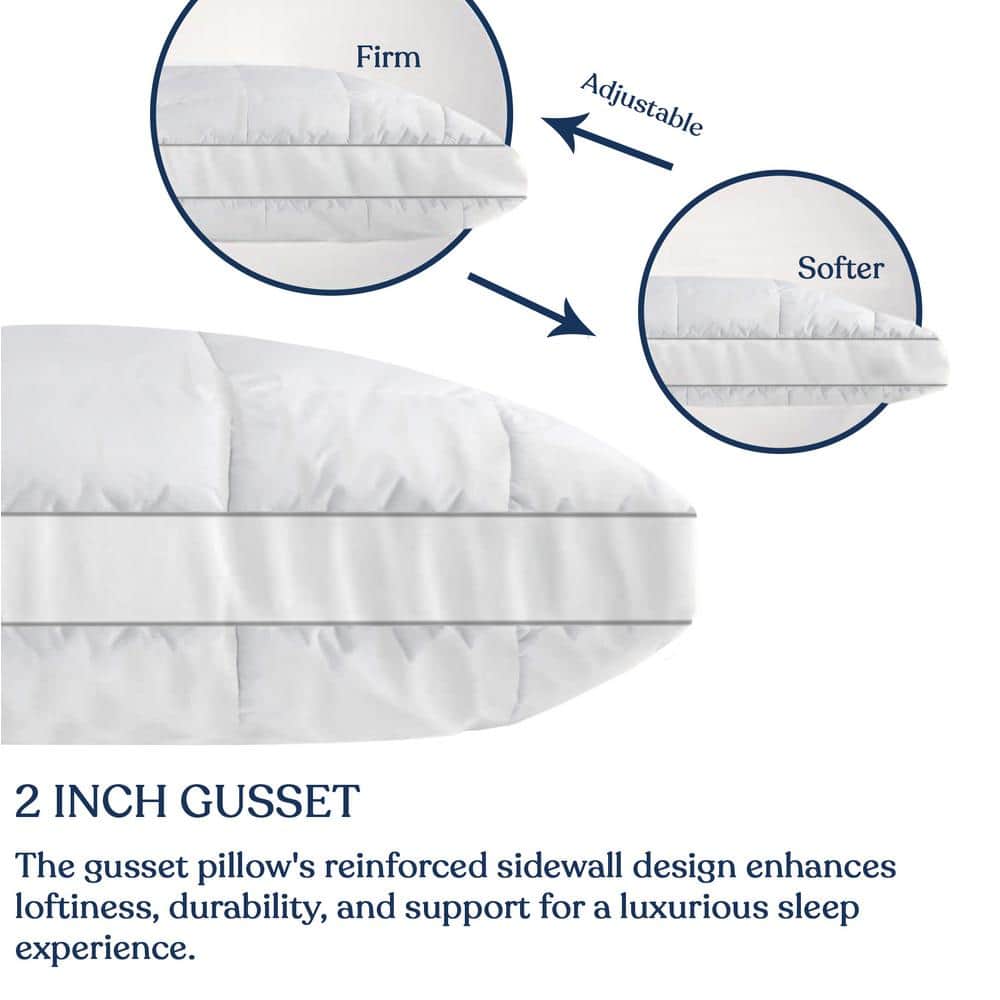 Delara White Merino Wool Quilted Adjustable Pillow with Organic Cotton Cover