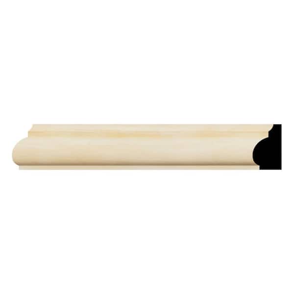 Ekena Millwork WM1201 11/16 in. D x 1-1/4 in. W x 96 in. L Americraft Solid Hardwood Stain Grade Base Cap Moulding, Pine