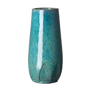 18 in Tall Teal Ceramic Caylx Vase