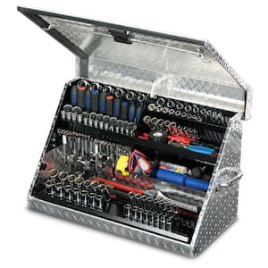 31 in. W x 16 in. D Portable Triangle Top Tool Chest for Sockets, Wrenches and Screwdrivers in Aluminum
