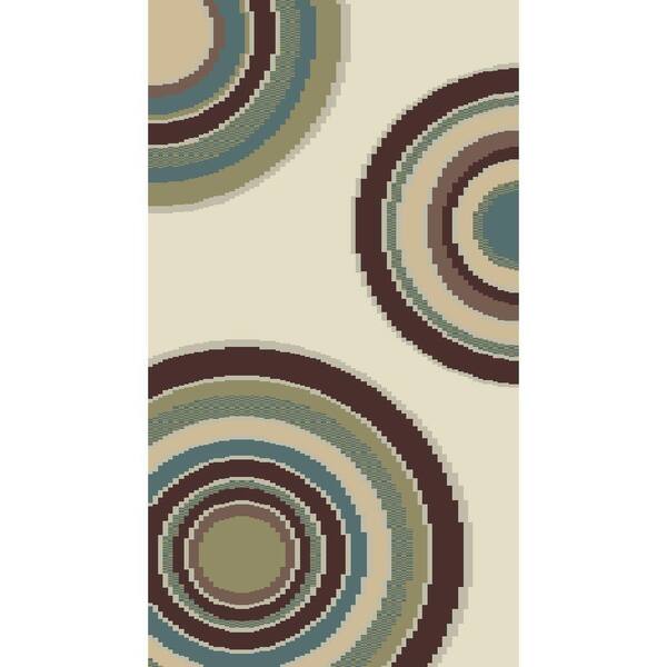 Home Decorators Collection Circlets Snow/Multi 20 in. x 36 in. Shag Scatter Rug