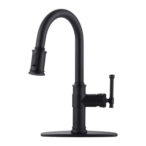 IVIGA Single Handle Pull Down Sprayer Kitchen Faucet with 3-Spray Modes in Spot Free Stainless Steel Matte Black