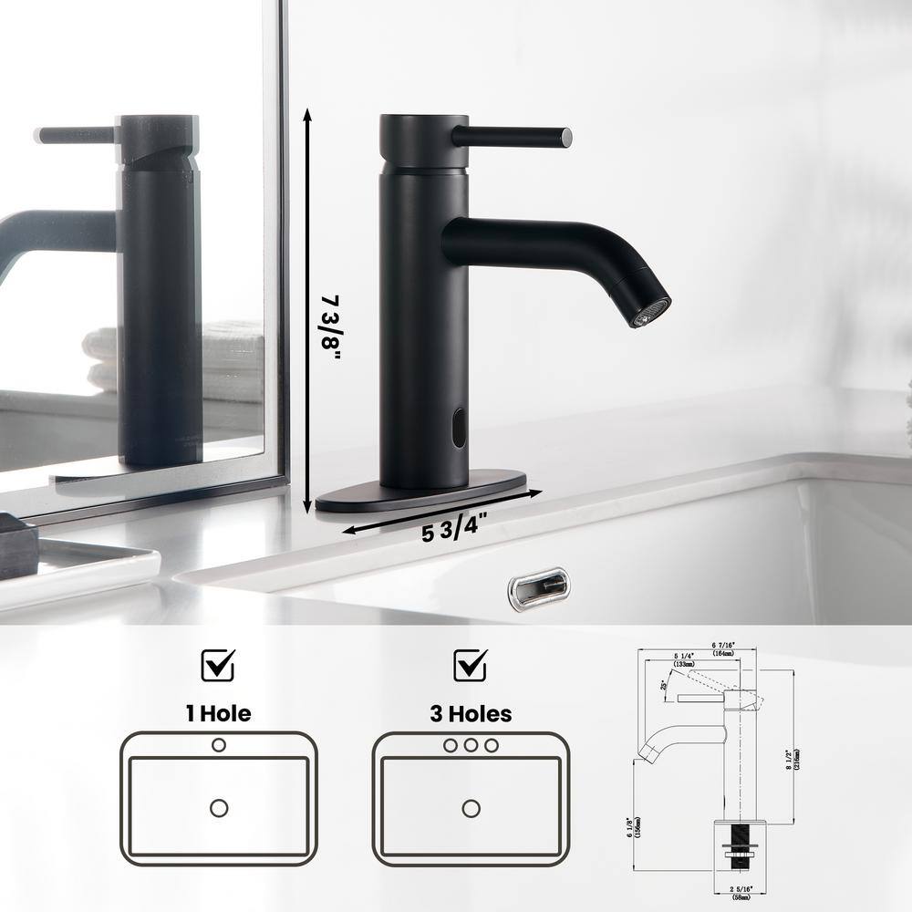 Matte Black Stainless Steel Touchless Bathroom Sink Faucet