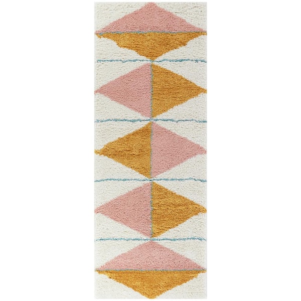 Levine Orange 2 ft. x 7 ft. Geometric Runner Rug
