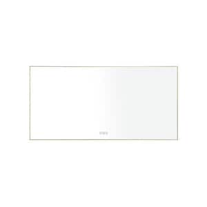 72 in. W x 36 in. H Oversized Rectangular Aluminium Framed LED Light Wall Mounted Bathroom Vanity Mirror in Gold
