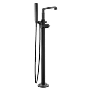 Tetra 1-Handle Roman Tub Faucet Trim Kit with Hand Shower in Matte Black (Valve and Handle Not Included)
