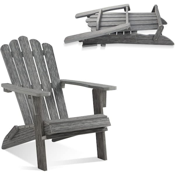 Grey Folding HDPE Adirondack Chair (1-Pack)