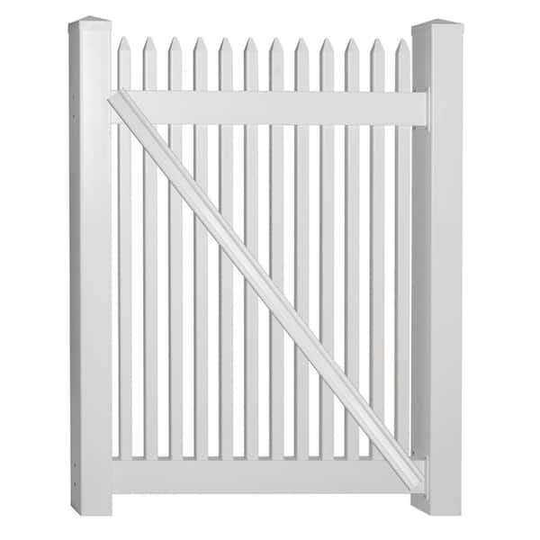 Weatherables Hartford 5 ft. W x 4 ft. H White Vinyl Picket Fence Gate Kit Includes Gate Hardware