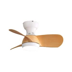 23 in. W Indoor White Small LED Ceiling Fan with 3 Color Dimmable and Remote Control, 3 Wood Grain ABS Blades