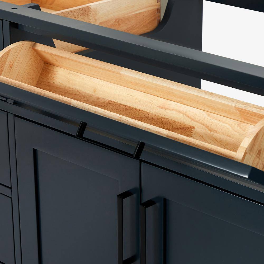 Midnight Blue Hardwood Freestanding Double Bathroom Vanity