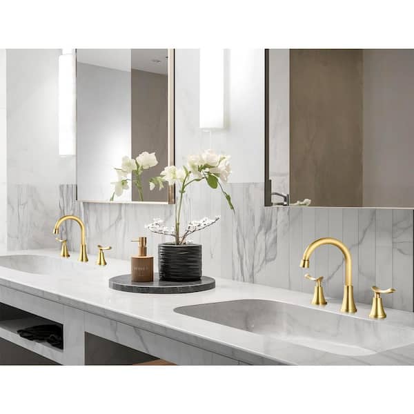 AKLFGN Double Handle 8 in. Widespread Bathroom Faucet 3-Hole