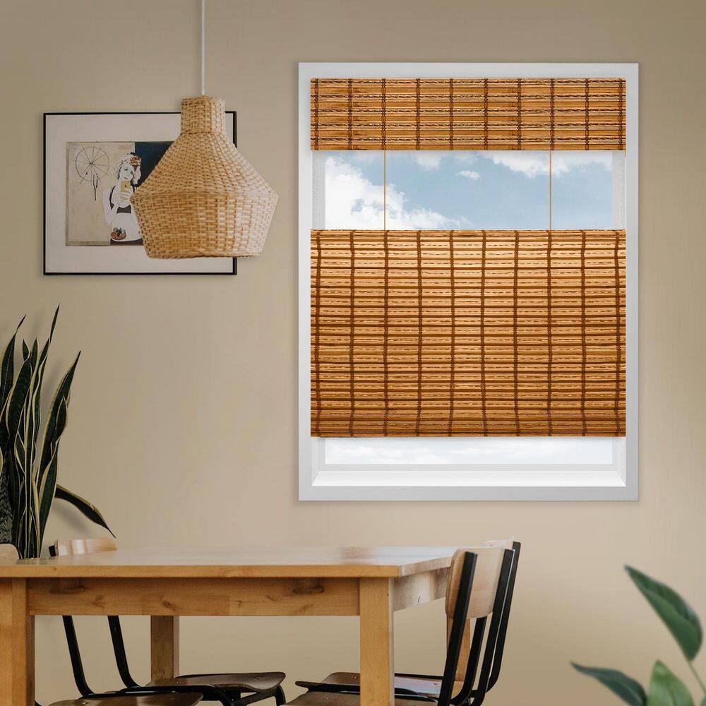 Natural Woven Top Down Bottom Up Cordless Bamboo Roman Shades for Windows, 62 in. W x 72 in. L, Honey Wheat price history on PriceWatchPro