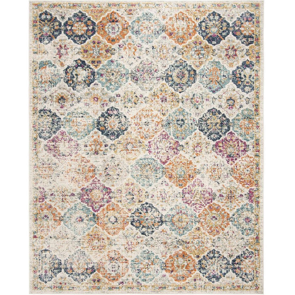 Yellow Polypropylene 6 ft. 7 in. x 9 ft. 2 in. Floral Indoor Area Rug