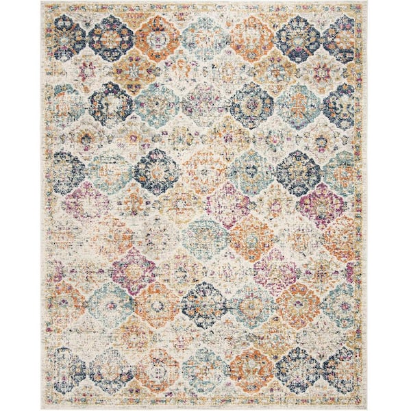 Unbranded Yellow Polypropylene 6 ft. 7 in. x 9 ft. 2 in. Floral Indoor Area Rug