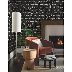 Black Brushed Ink Matte Non-Pasted Non-Woven Paper Wallpaper