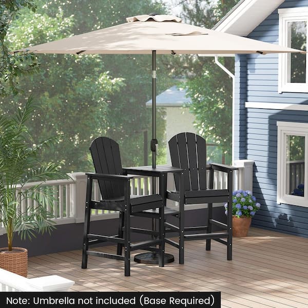 2 seat patio umbrella chair SKONYON 2-Seat HDPE Adirondack Chair with Connecting Tray Umbrella Hole and 330 lb. Per-Seat Load