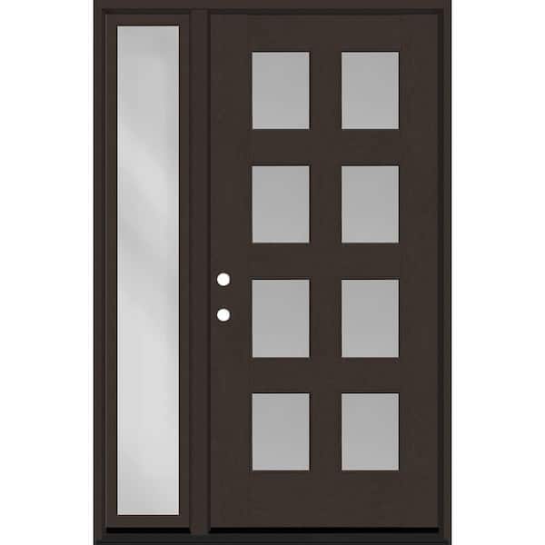 Regency 53 in. x 80 in. 8L Modern Clear Glass RHIS Hickory Stain Fiberglass Prehung Front Door w/ Clear 14in. SL 4-9/16