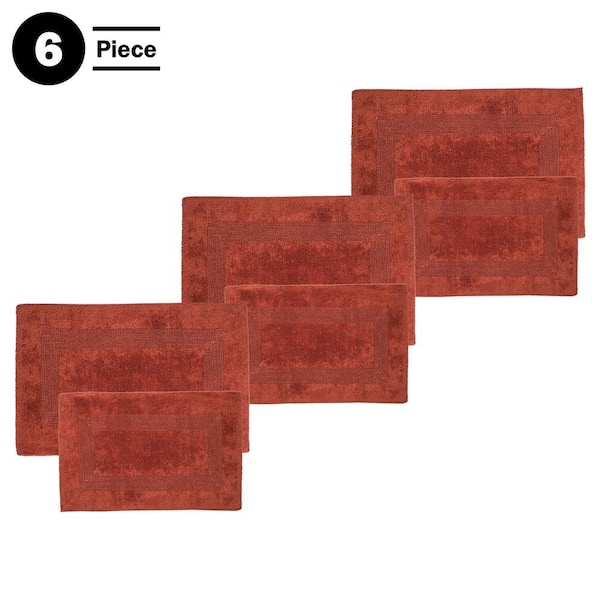 Brick Red 6- Piece Cotton Bathroom Mat Set