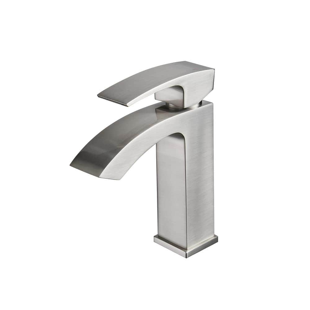 Single Handle Single-Hole Bathroom Faucet in Brushed Nickel