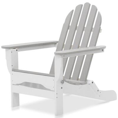 Icon White and Light Gray Plastic Folding Adirondack Chair