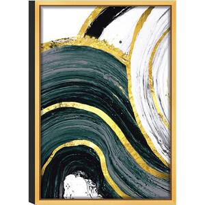 Green Flow' Acrylic UV Resistant Glass Gold Frame Abstract Wall Art 24 in. L x 36 in. W