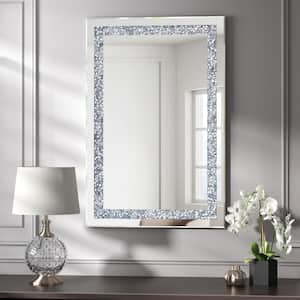 23.6 in. W x 35.4 in. H Rectangle Framed Silver Crystal Decorative Wall Mirror