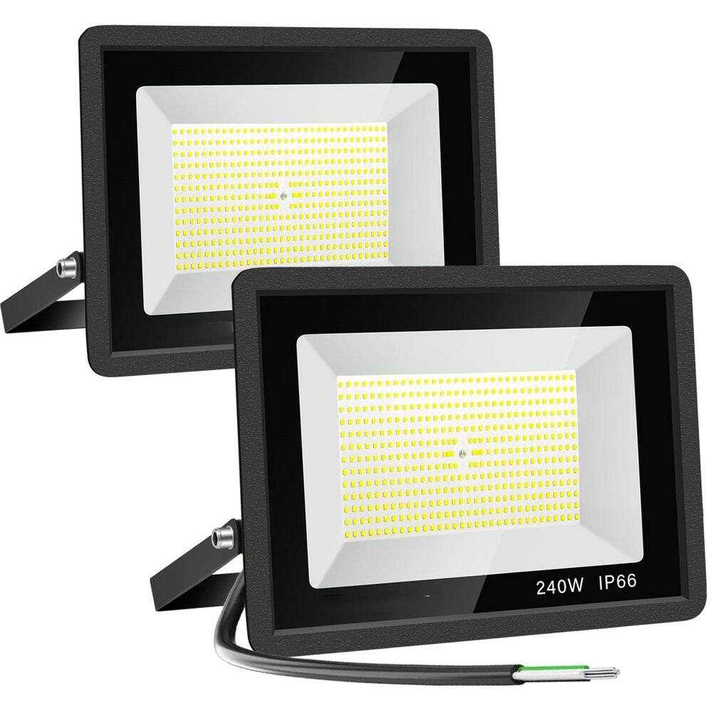 240W Black Hardwired Integrated LED Landscape Flood Light IP66 Waterproof 24000lm Outdoor Work Fixture (2-Pack) price history on PriceWatchPro