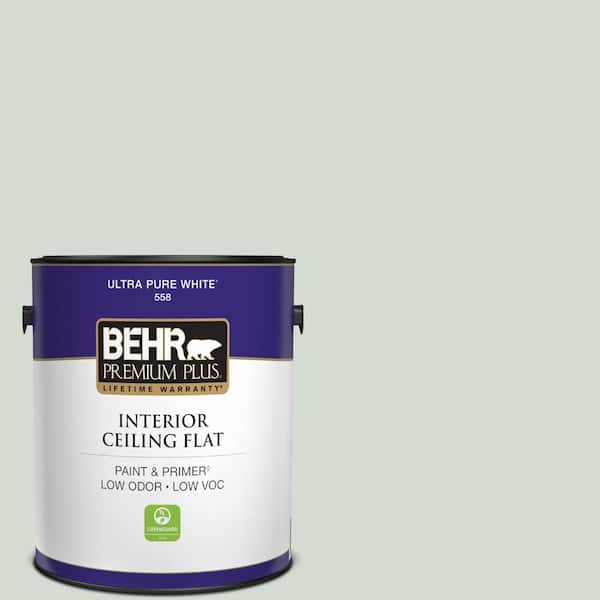 BEHR PREMIUM PLUS 1 gal. #ICC-95 Soothing Celadon Ceiling Flat Interior Paint