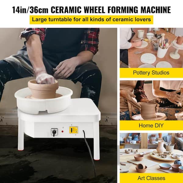 36cm Pottery Wheel Machine with Foot Pedal, 450W Electric Pottery Forming Tool for DIY Clay Art and Crafts