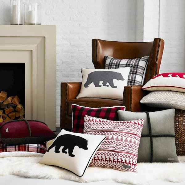 Bear Animal Print Cotton 16 in. x 20 in. Throw Pillow