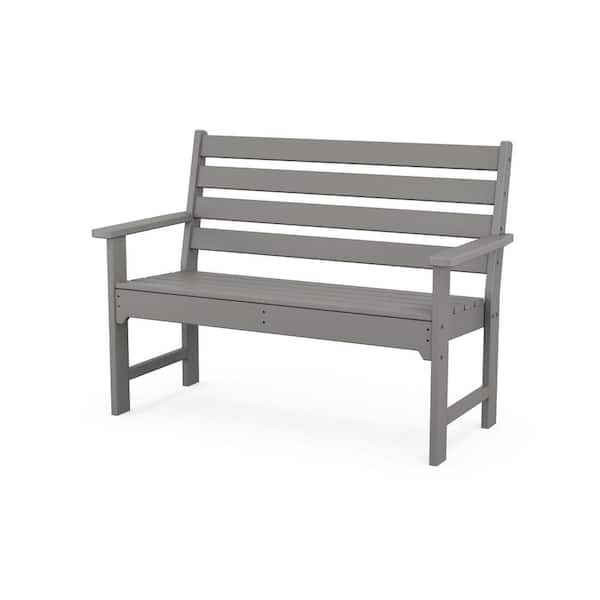 POLYWOOD Grant Park 48 in. 2-Person Slate Grey Plastic Outdoor Bench