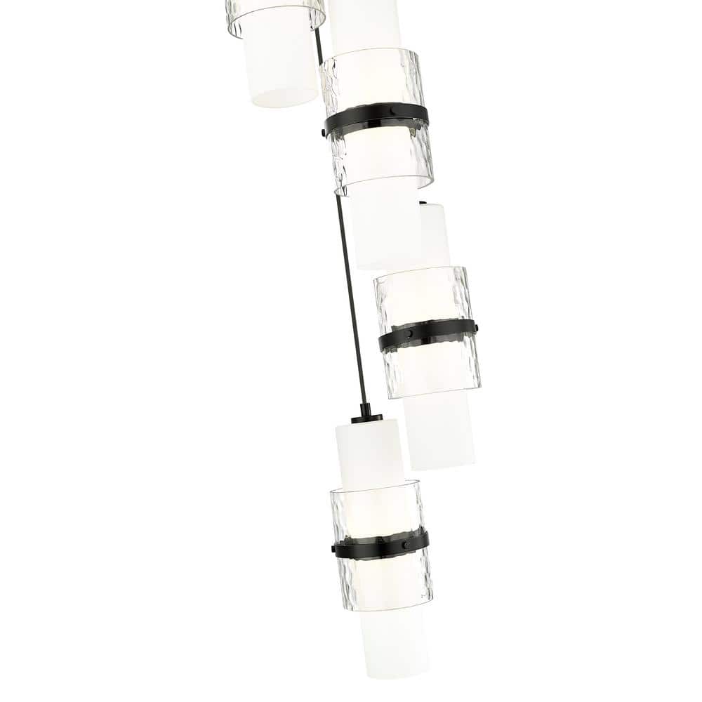 Matte Black 5-Light Spiral Chandelier with Glass Shades