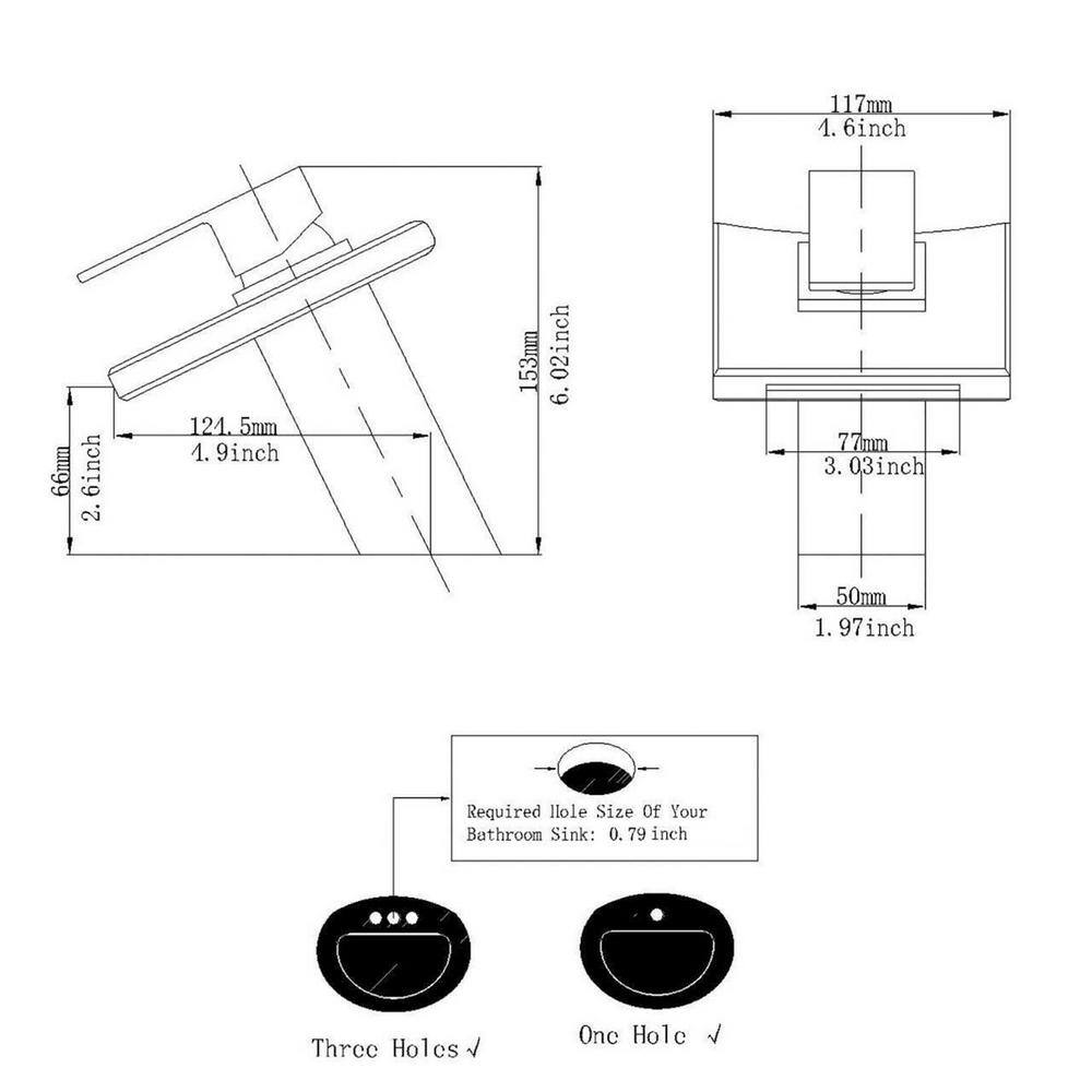 Matte Black Glass Waterfall Bathroom Faucet with Single Handle