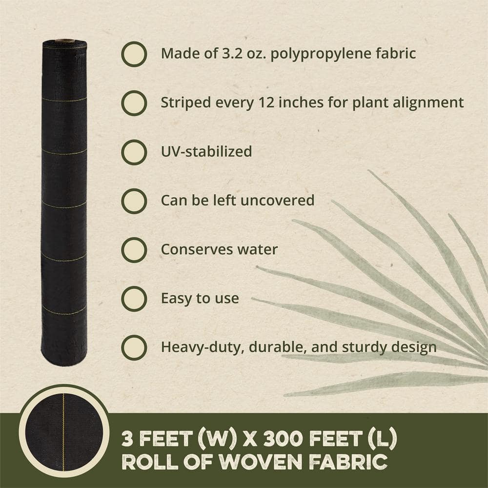 Sunbelt 3.2-Oz Black Polypropylene Weed Barrier Ground Cover, 37in x 8ft