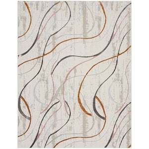 Glam Ivory/Multi 9 ft. x 12 ft. Abstract Contemporary Area Rug