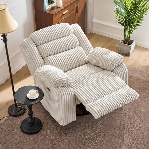 aisword 270° Swivel Corduroy Recliner Rocking Chair with