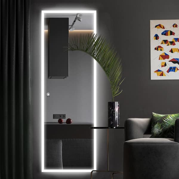 Unbranded 22 in. W x 65 in. H Rectangular Full Body Frameless LED Wall Bathroom Vanity Mirror, Swipe Hand Sensor Mirror