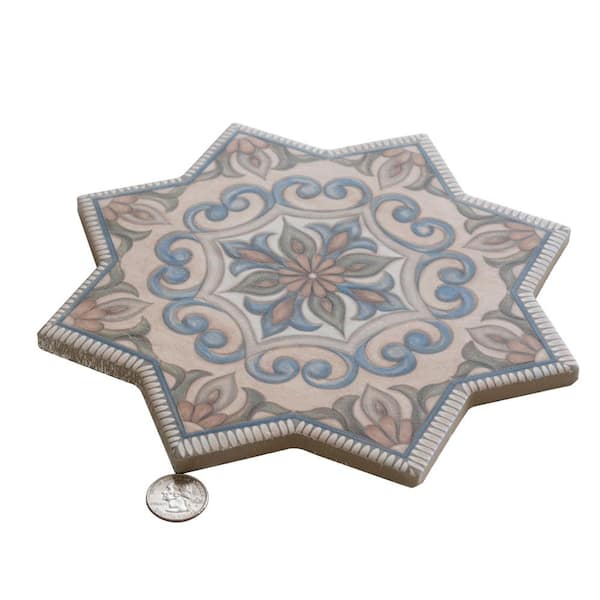 Apollo Tile Terralis 7 in. x 7 in. Matte Terracotta Blue, Olive