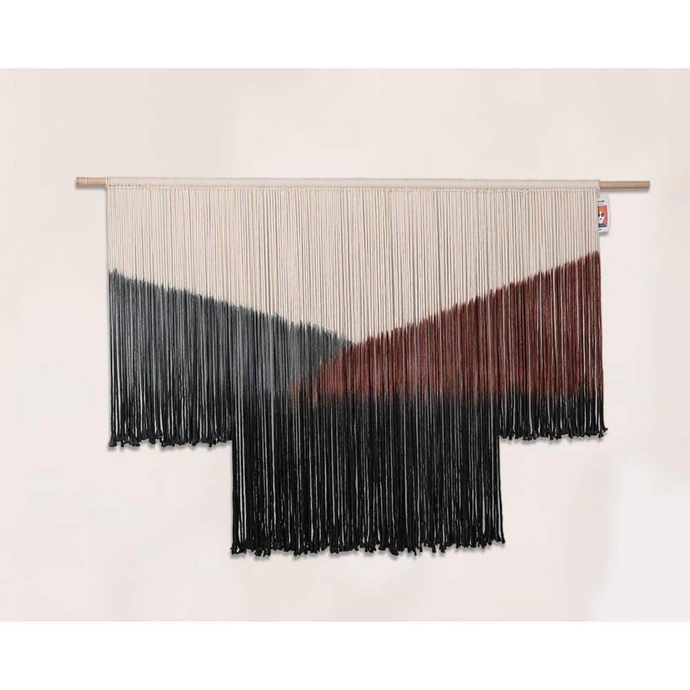 Black 59 in. x 35 in. Cotton Dip-Dye Bohemian Tapestry