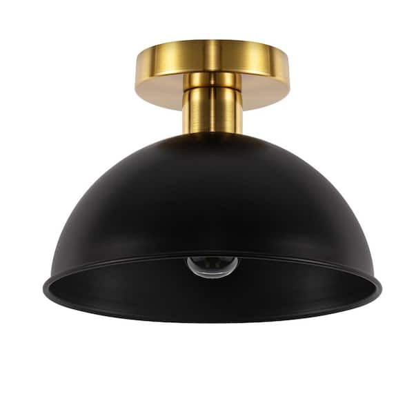 Briignite 10 in. 1-Light Matte Black and Gold Semi-Flush Mount Ceiling Light, for Foyer or Kitchen, E26 Base (2-Pack)