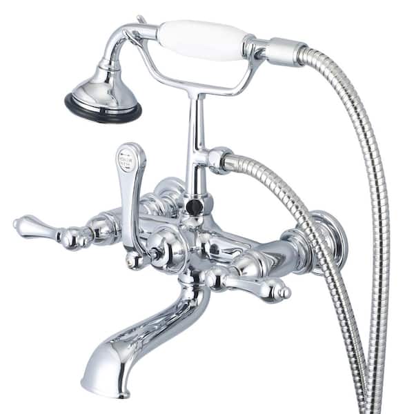 Water Creation 3-Handle Vintage Claw Foot Tub Faucet with Handshower and Lever Handles in Triple Plated Chrome