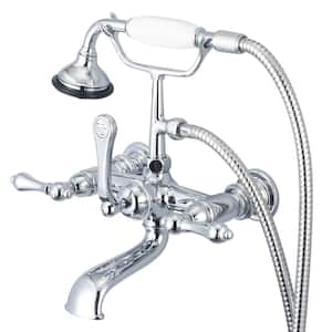 3-Handle Vintage Claw Foot Tub Faucet with Handshower and Lever Handles in Triple Plated Chrome