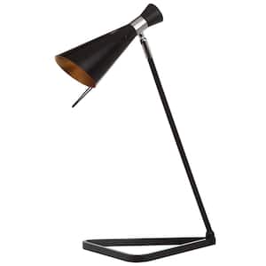Padric 21 in. Black Arc Table Lamp with Gold Accent Shade
