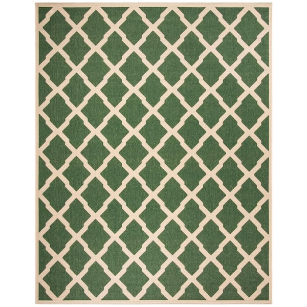 Linden Green/Cream 9 ft. x 12 ft. Border Geometric Diamonds Area Rug