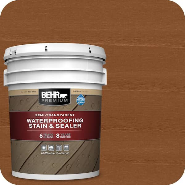 BEHR PREMIUM 5 gal. #ST-116 Woodbridge Semi-Transparent Waterproofing Exterior Wood Stain and Sealer