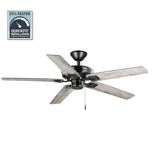 Bayfield 52 in. Indoor Matte Black Dry Rated Downrod Ceiling Fan with 5 Reversible Blades